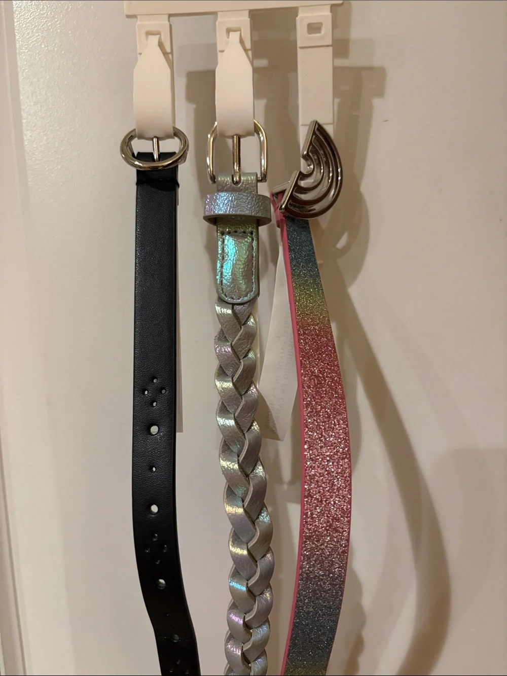 Cat & Jack Black, Silver & Pink Belt Trio NWT sku TR104